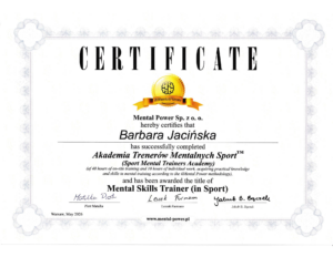 certyfikat trener mentalny sport